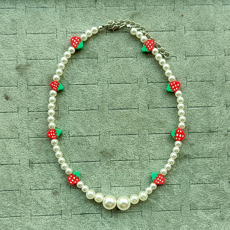 Eropa dan Amerika mutiara ornamen bohemian manik-manik buatan tangan tanah liat polimer strawberry b