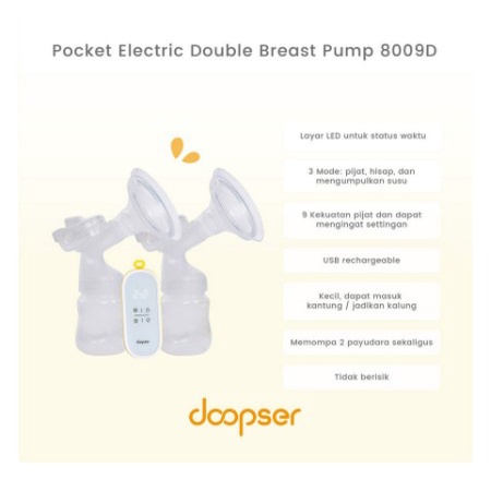 Pompa Asi Elektrik - Doopser Pocket Electric Double Breast Pump 8009D