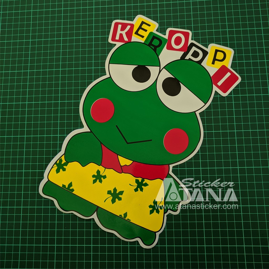 Stiker Printing Sablon Jumbo Vinyl Keroppi Kodok Katak Hijau Kartun Cartoon Motor Mobil Dinding Kaca