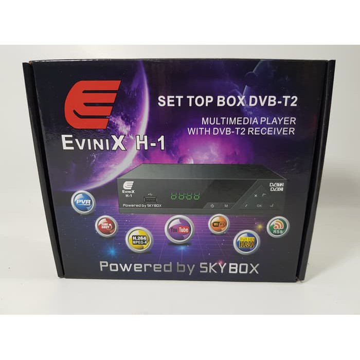 Set Top Box DVB-T2 / DVB-C Merk EVINIX H-1 ( Penganti SKYBOX )