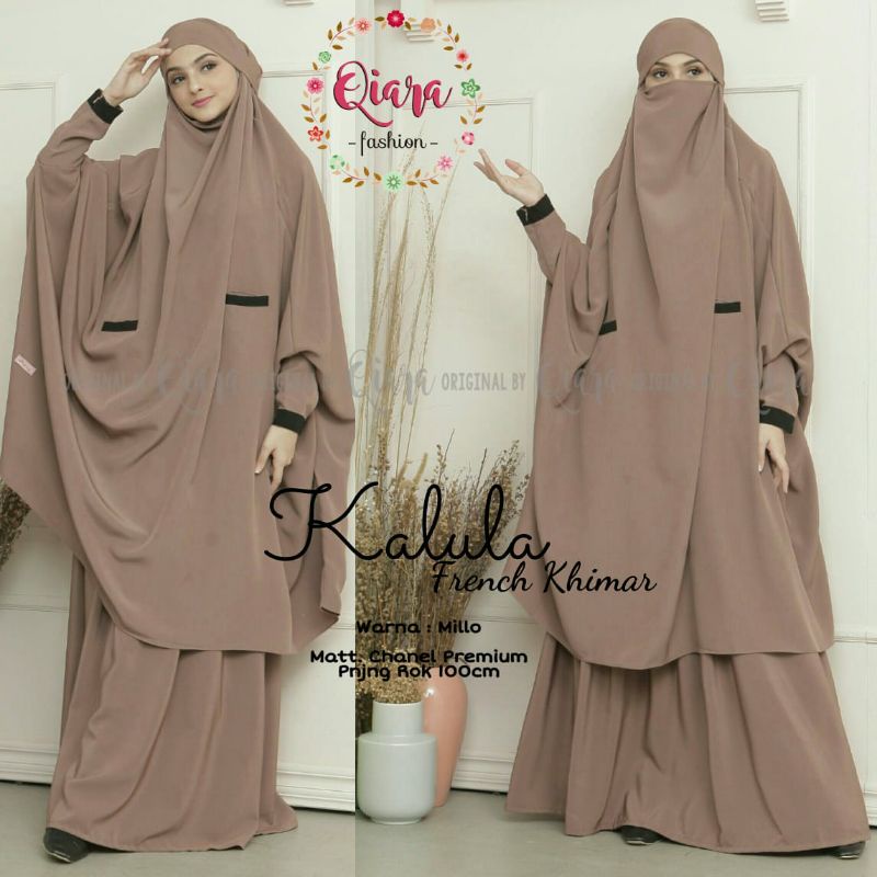 Gamis Syari Polos Terbaru // Kalula French Khimar // Gamis Syari Wanita Bahan Chanel Premium Panjang