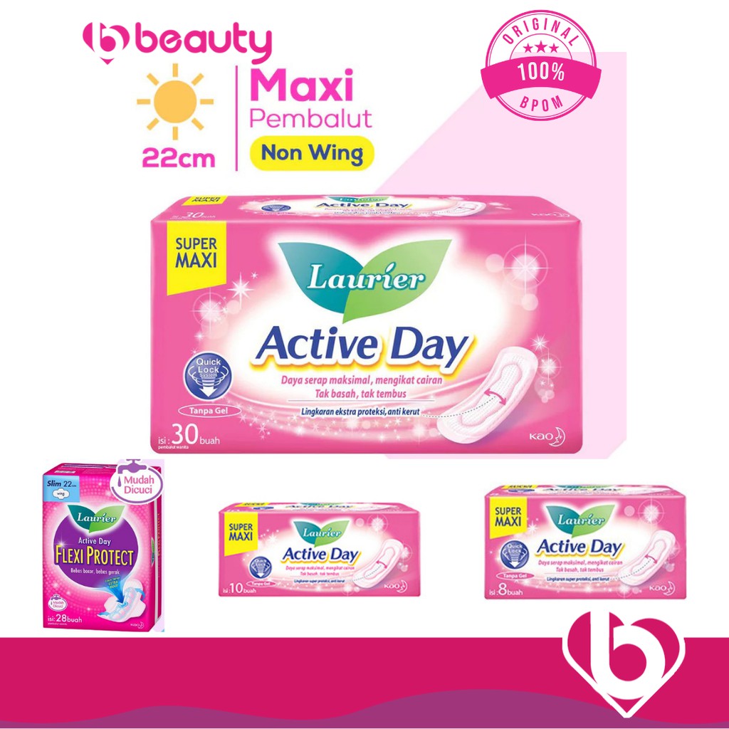 ❤ BEAUTY ❤ LAURIER Super Maxi Non Wing Active Day Pembalut / pembalut laurier / softex laurier
