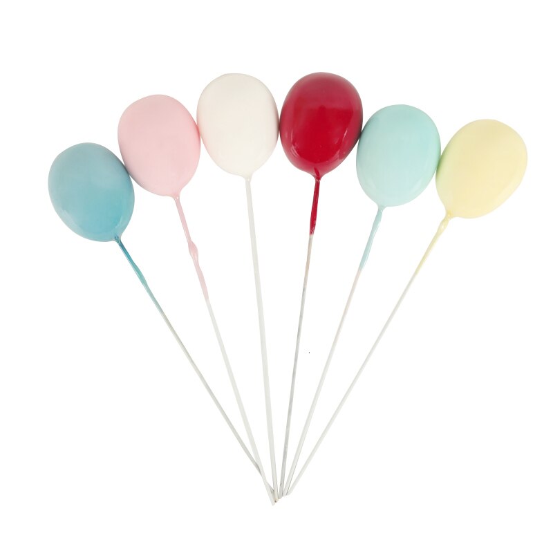 6pcs Topper Cupcake Bentuk Balon Warna Permen Untuk Dekorasi Pesta Pernikahan