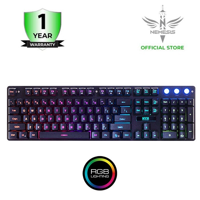 NYK Nemesis Keyboard Gaming KR-201 RGB Game Master KR201 Metal Plate