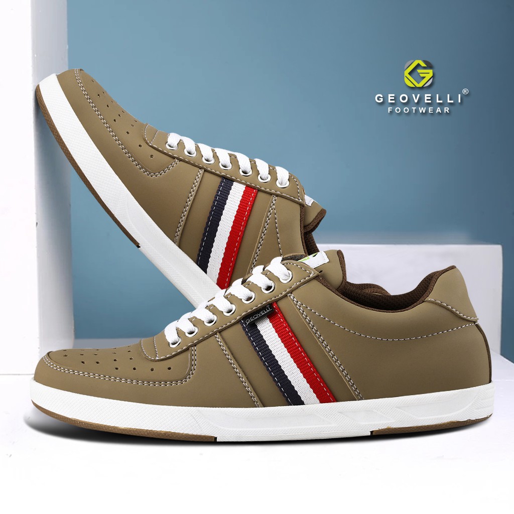 PROMO !!!Sepatu SNEAKERS Pria Original GEOVELLI COD bayar ditempat-Mocca