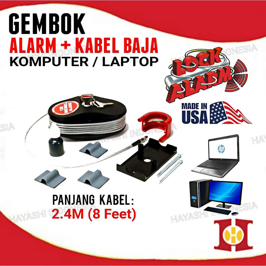 LOCK ALARM Gembok Alarm Komputer Laptop Kabel Baja ORIGINAL USA