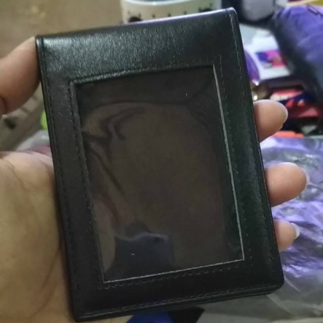 

dompet id card warna hitam kulit asli