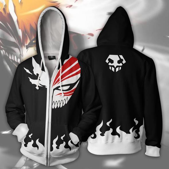 JAKET ANIME BLEACH ICHIGO HOLLOW ZIP HOODIE