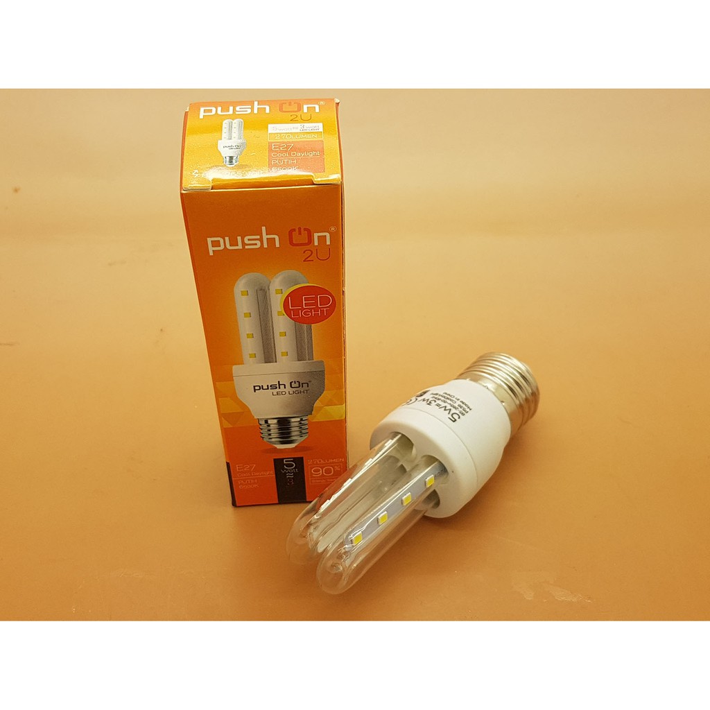 Lampu LED PushOn 2U 3 watt 16 led SMD 270 lumen Cahaya PUTIH