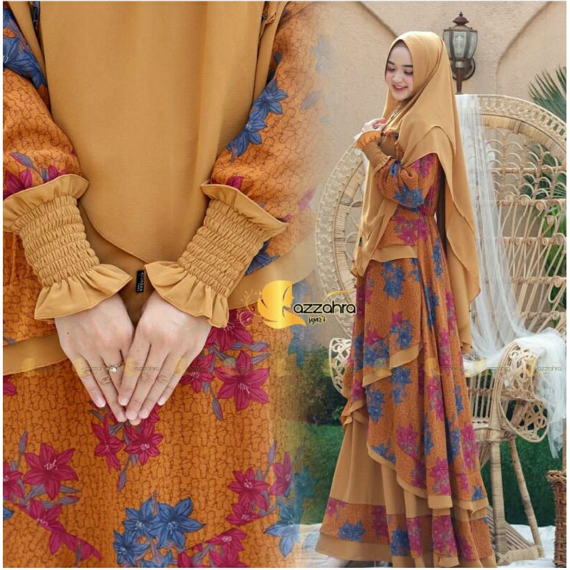 Shezaan Syar'i By Azzahra Original / Baju Gamis Remaja Kekinian Modern / Drees Muslim Lebaran Cantik