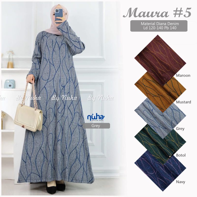 Maura Gamis Bahan Diana Denim//Gamis murah//gamis ori Nuha