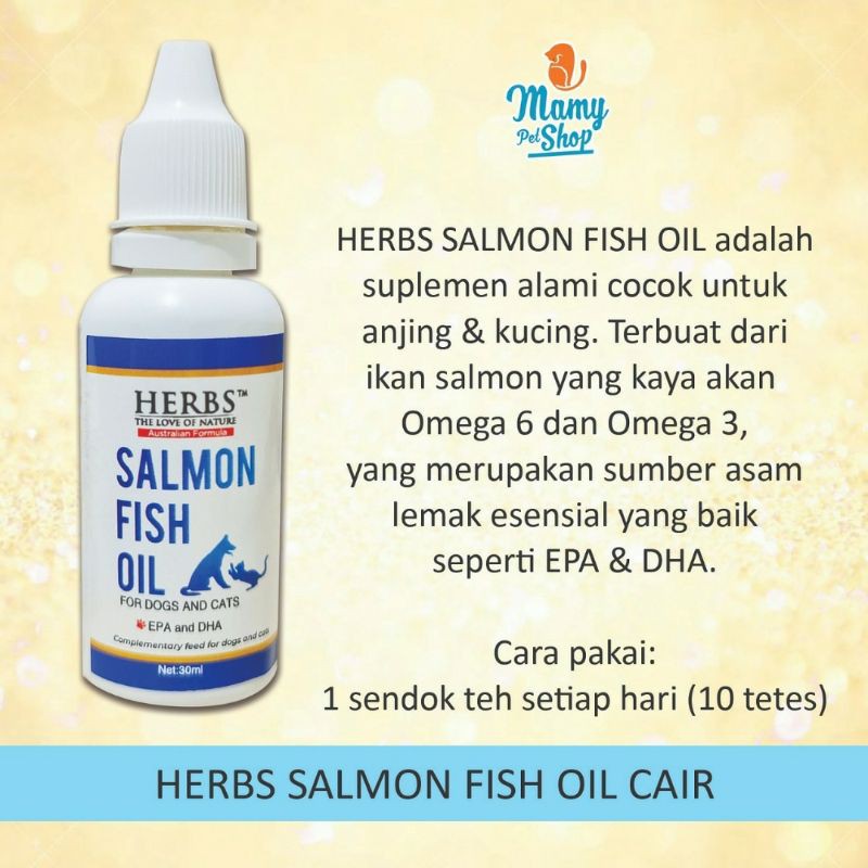 HERBS SALMON FISH OIL MINYAK IKAN  CAIR UNTUK KUCING DAN ANJING