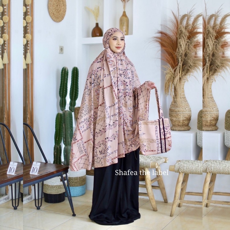 MUKENAH TRAVEL ALMIRA 2 IN 1 RAYON VISCOSE PREMIUM MOTIF BY SHAFEA THE LABEL l BISA COD