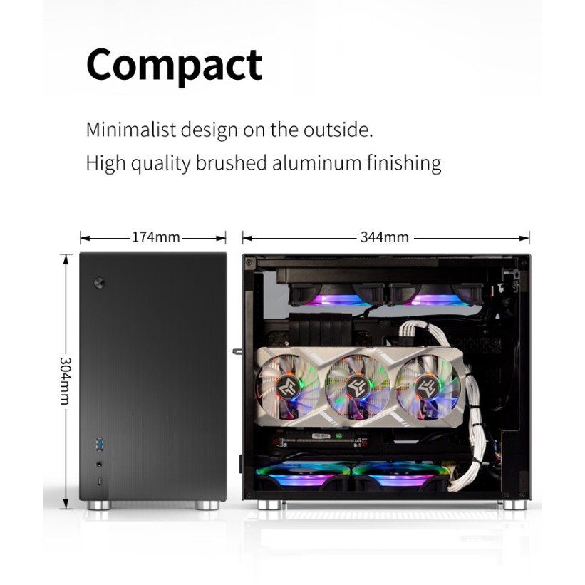 JONSBO CASE V10 BLACK ALUMINIUM MINI ITX