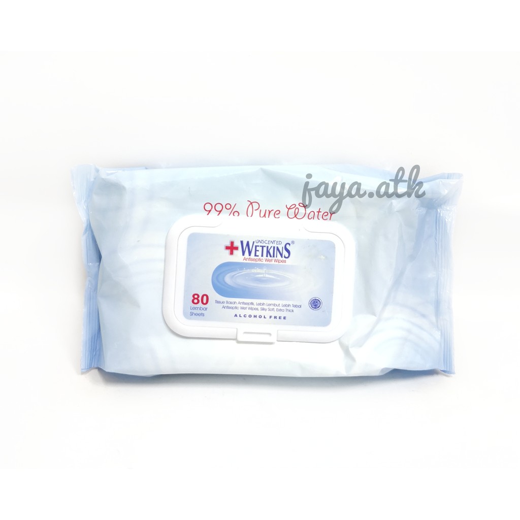 TISU BASAH ANTI BAKTERI WETKINS 80 LEMBAR NON ALKOHOL PURE WATER WET WIPES