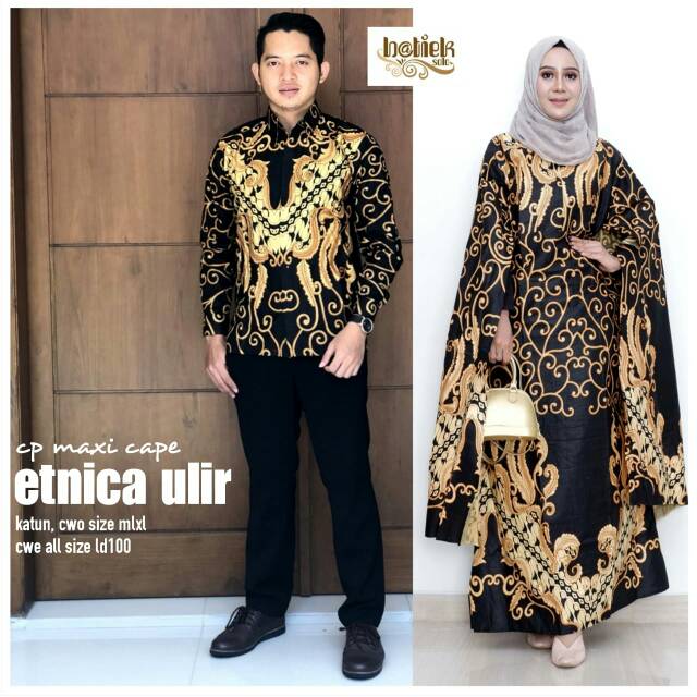 BAJU BATIK COUPLE MAXI CAPE ETNICA ULIR MURAH SARIMBIT BATIK MAXI CAPE TERLARIA MODEL BAJU BATIK