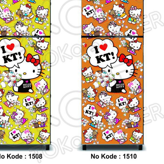▼ Sticker Kulkas 2 PINTU HELLO KITTY - 1510-Orange ➶