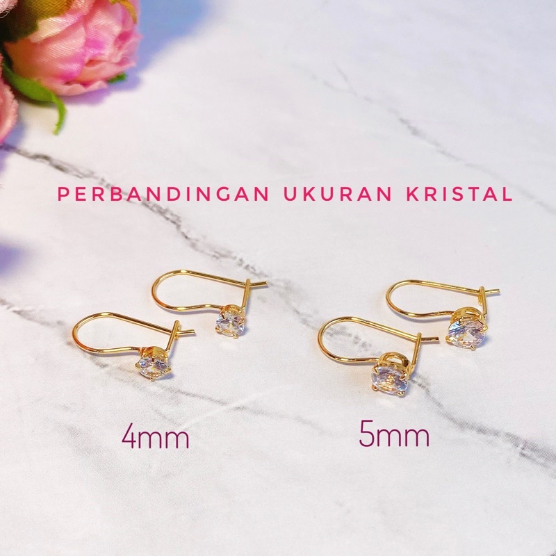 Anting Desi Anak / Dewasa Kristal Silver Lapis Emas Anti Karat