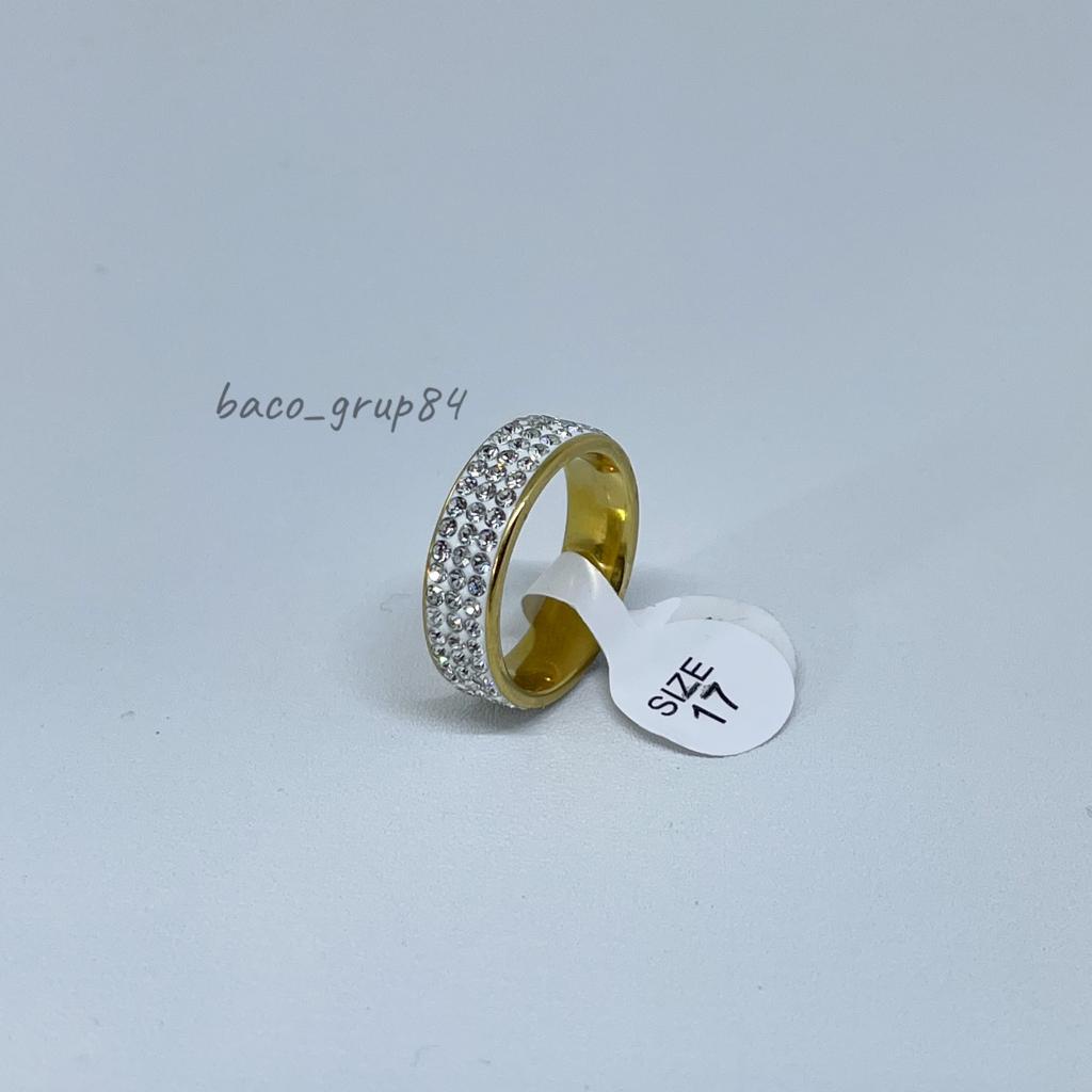 Cincin Titanium Full Mata Kuning (C44) Anti Karat Awet Selamanya