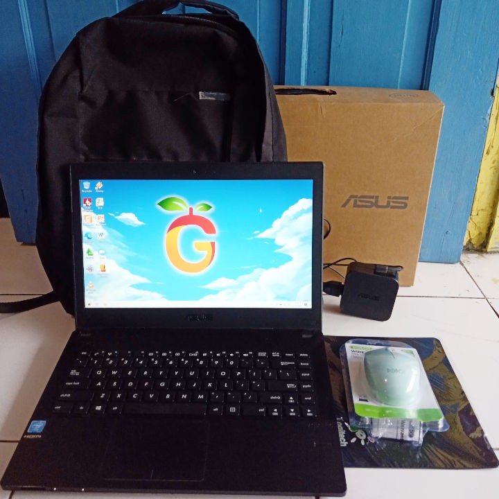 Asus Pro P2024S Fullset Lengkap SSD 120GB Fingerprint RAM 4GB Windows 10 Original Laptop Second Ori