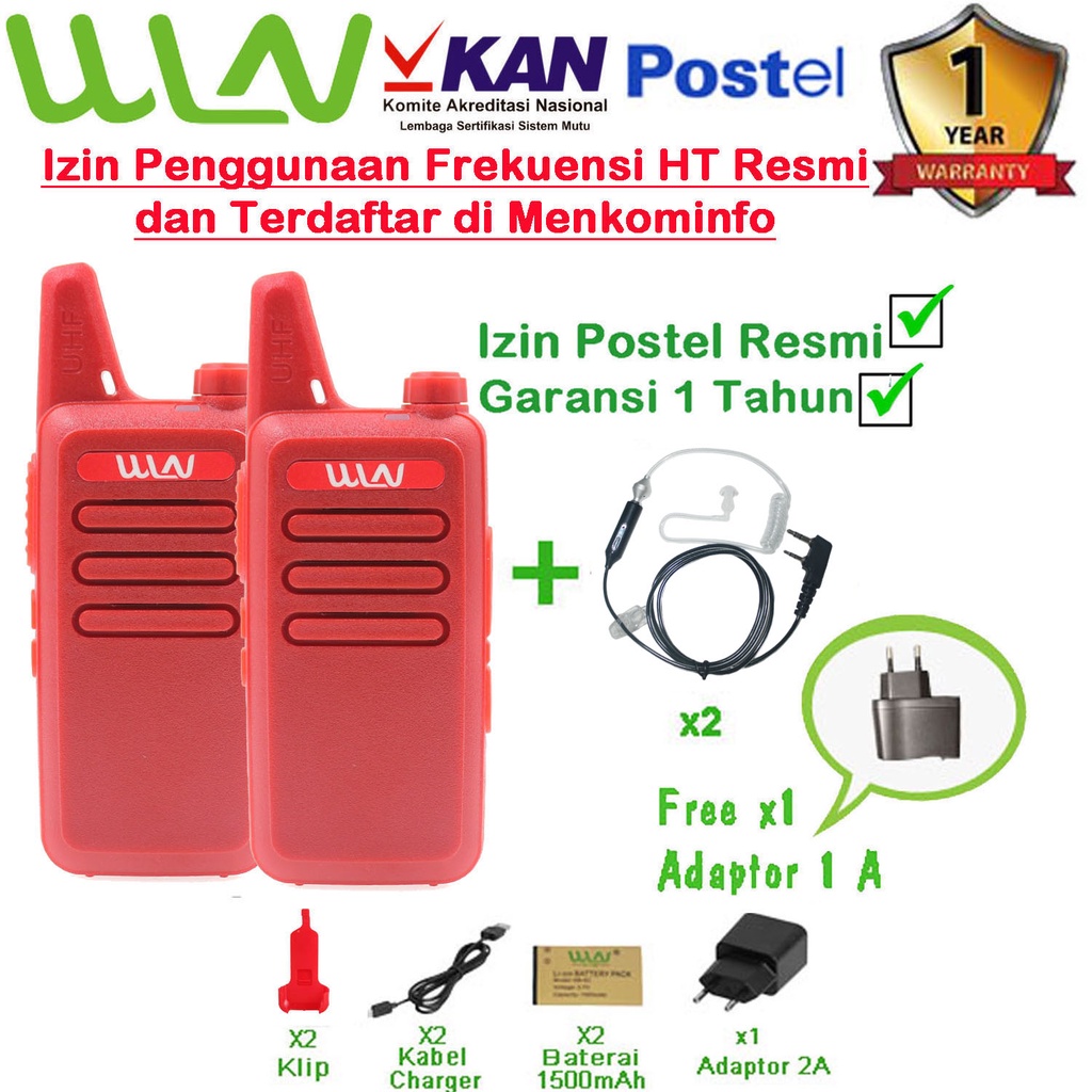 PAKET HANDSFREE FBI HT WLN KD-C1 VARIASI HITAM, MERAH,PUTIH - Isi 2 pcs