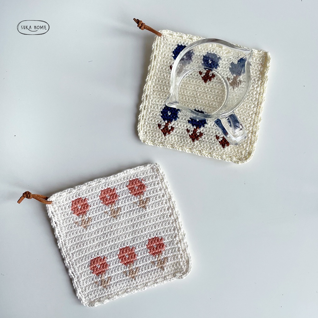 [NEW] Coaster Crochet Alas Tatakan Gelas Bahan Rajut Handmade - Bloom Crochet Coaster by Suka Home