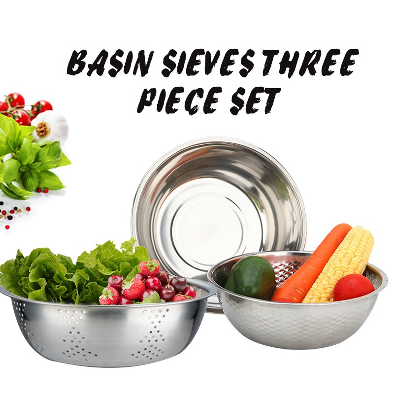 HAN RIVER baskom  mangkuk dapur  three piece set stainless 