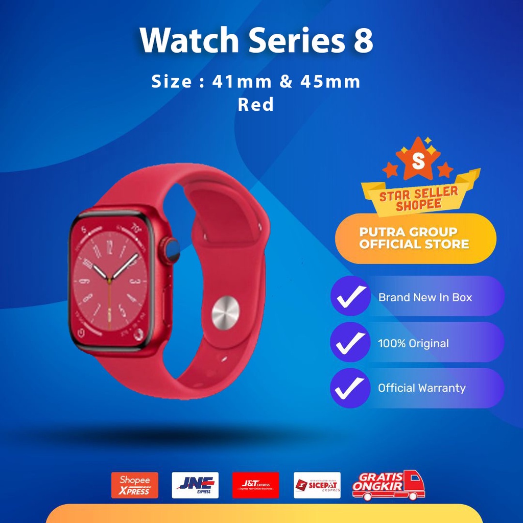 Series 8 45mm 41mm Red Alumunium Case with Red Sport Band GPS Only Original