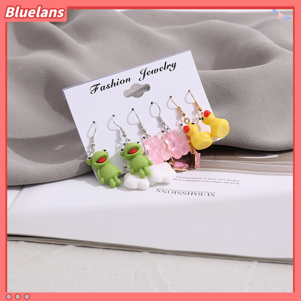 1 Set Anting Kait Desain Hewan Katak Warna Hijau Untuk Wanita