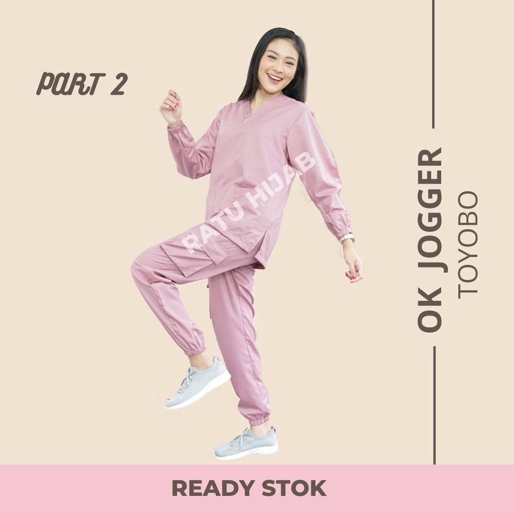 Baju Ok Oka JOGGER Cargo Toyobo Jaga Dokter Scrub Medis Perawat Lengan Panjang Karet PART 2