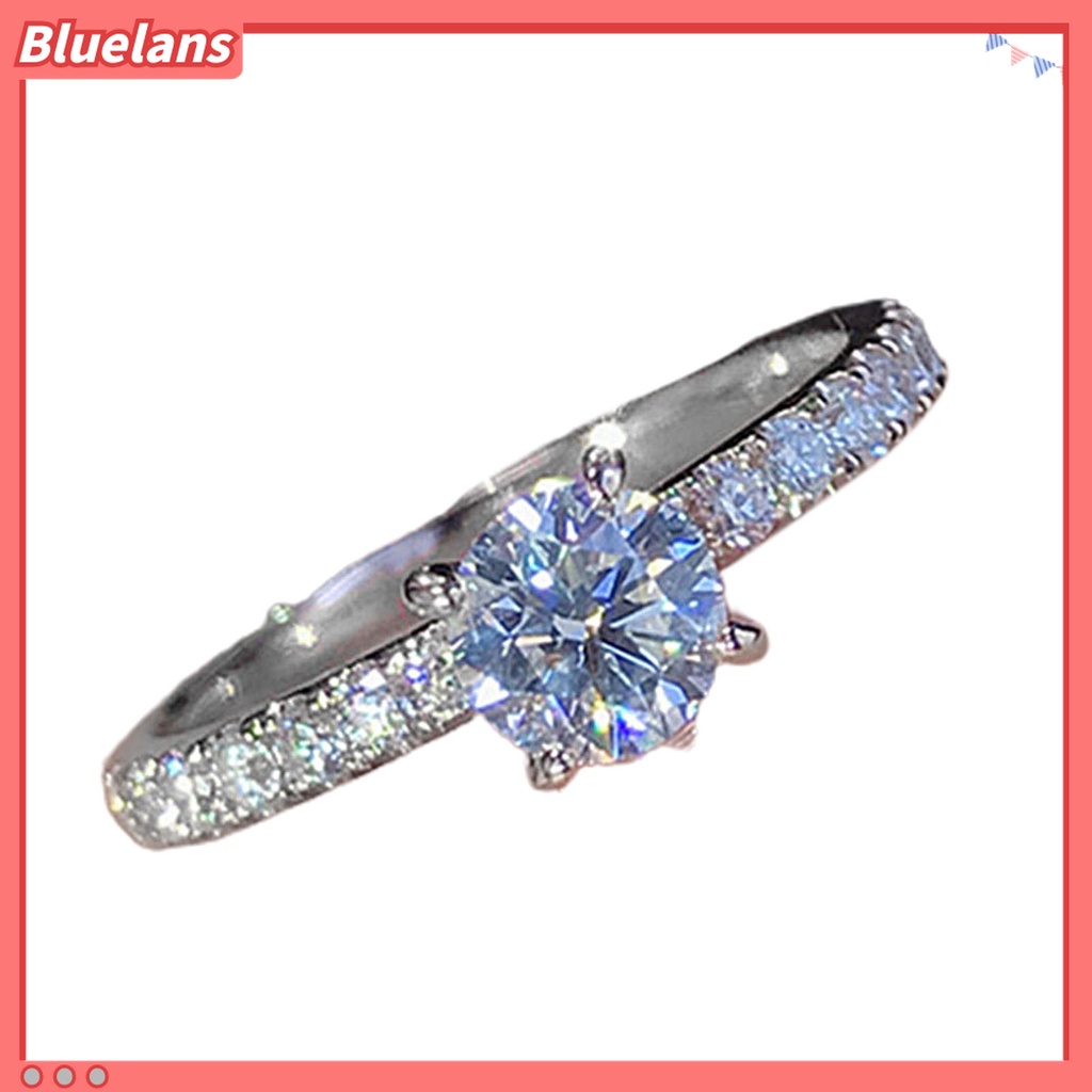 Cincin Jari Electroplated Bentuk Bulat Aksen Berlian Imitasi Untuk Wanita