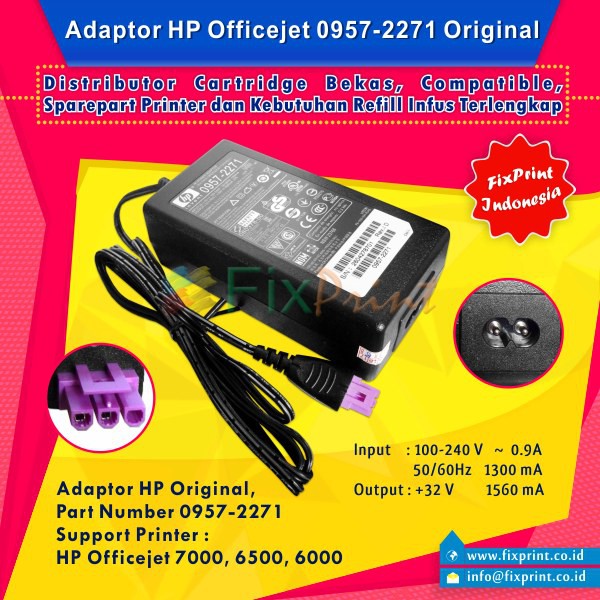 Adaptor / Power Printer HP Officejet 7000 6500 6000 Original Konektor Ungu, Part Number 0957-2271