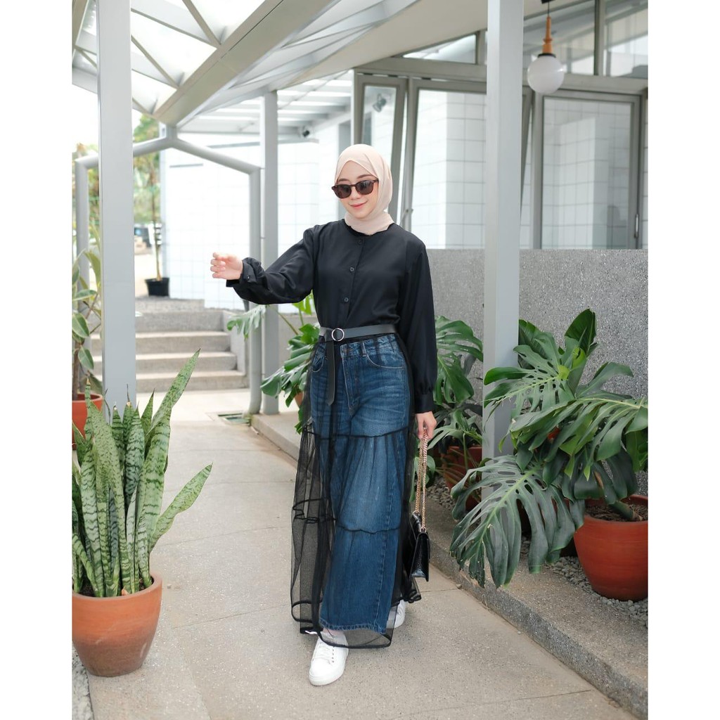 LALISA OUTER / LONG OUTER / OUTER BLACK / BLACK LONG OUTER / OUTER TILE TRANSPARAN / COD BAYAR DITEM