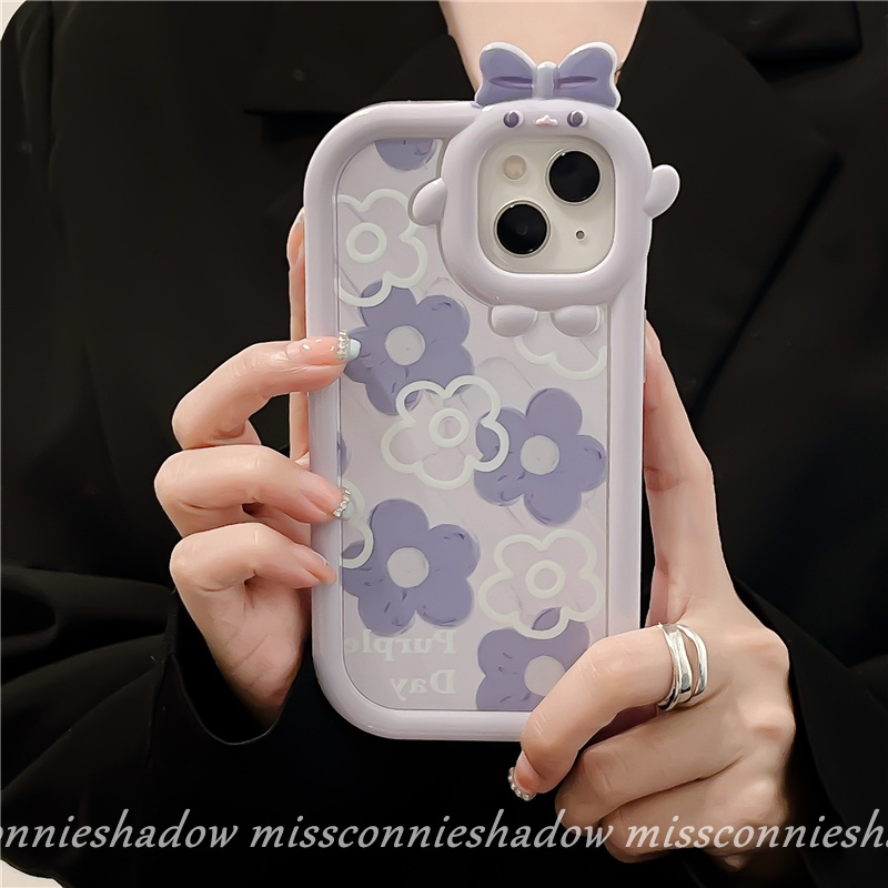 Soft Case TPU Motif Bunga Biru Aksen Pita 3D Untuk iPhone 8Plus 7Plus 11 13 12 Pro MAX XR X 6 6S Plus XS MAX SE 2020