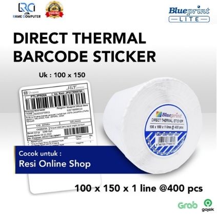 Resi Online Shop BLUEPRINT Direct Thermal Sticker 100x150 Isi 400 Label Alamat Shopee