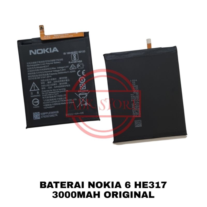 BATRE BATERAI BATTERY NOKIA 6 HE317 3000MAH ORIGINAL