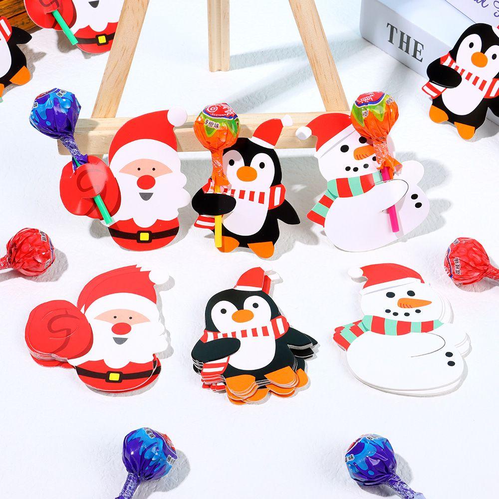 Preva 50Pcs Kartu Lollipop Hiasan Natal Xmas Decor Hadiah Anak Kue Pop