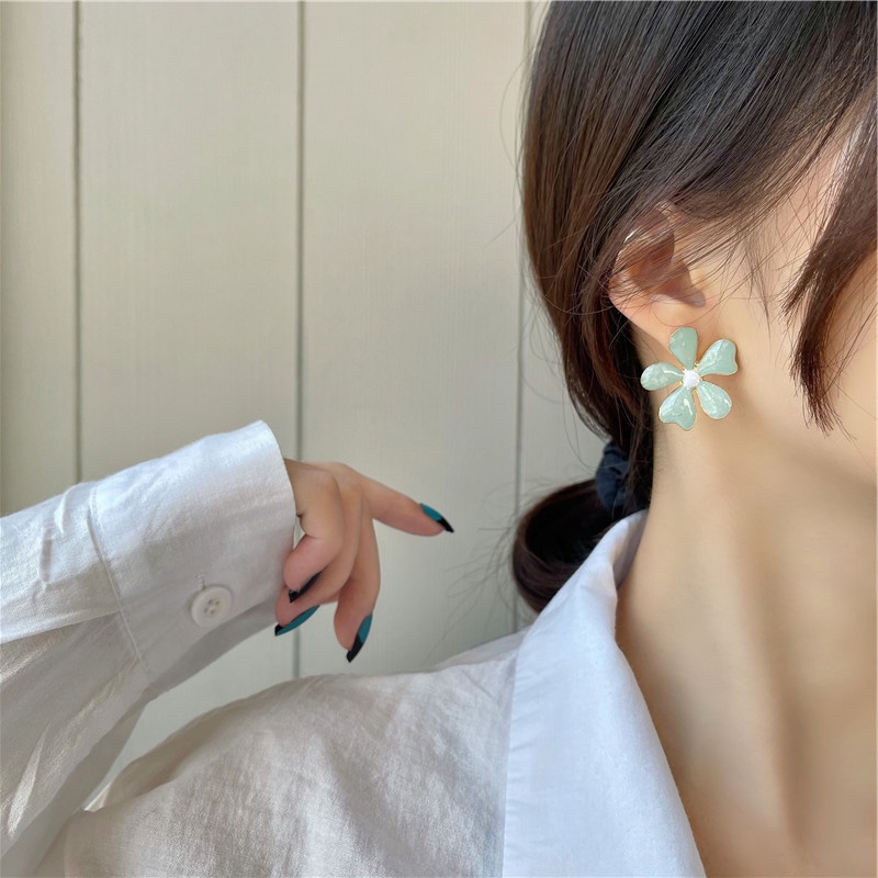 Anting Desain Bunga Opal Gaya Korea Untuk Wanita