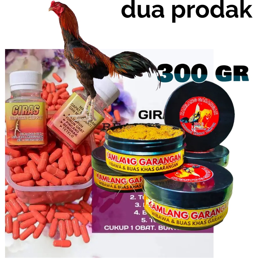 JAMU AYAM ADUAN SATU PAKET 2 PRODAK KAMLANG GARANGAN 300GR DAN GIRAS 30 KAPSUL OBATA AYAM ADUAN  DOP