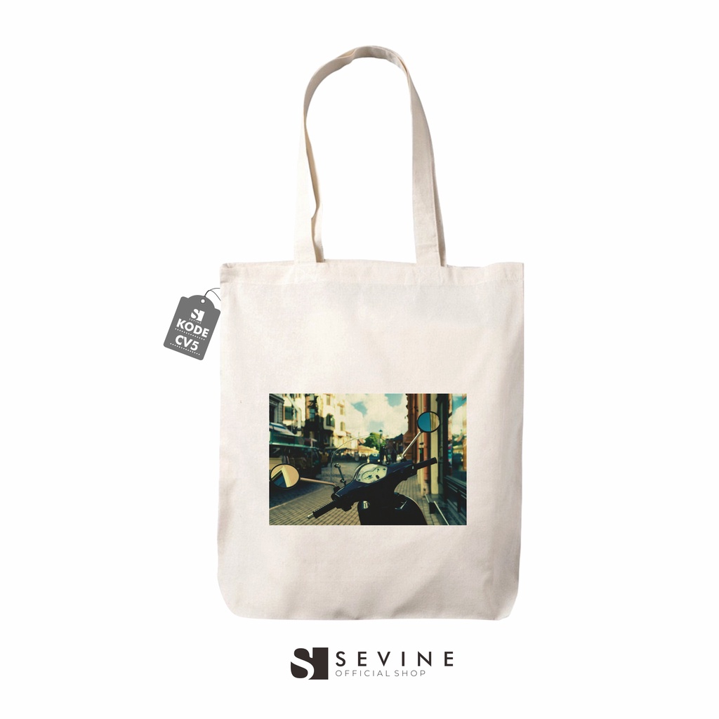 Sevine Tote Bag Retro Tas Wanita Totebag Resleting Vintage Aesthetic Custom Kode - CV