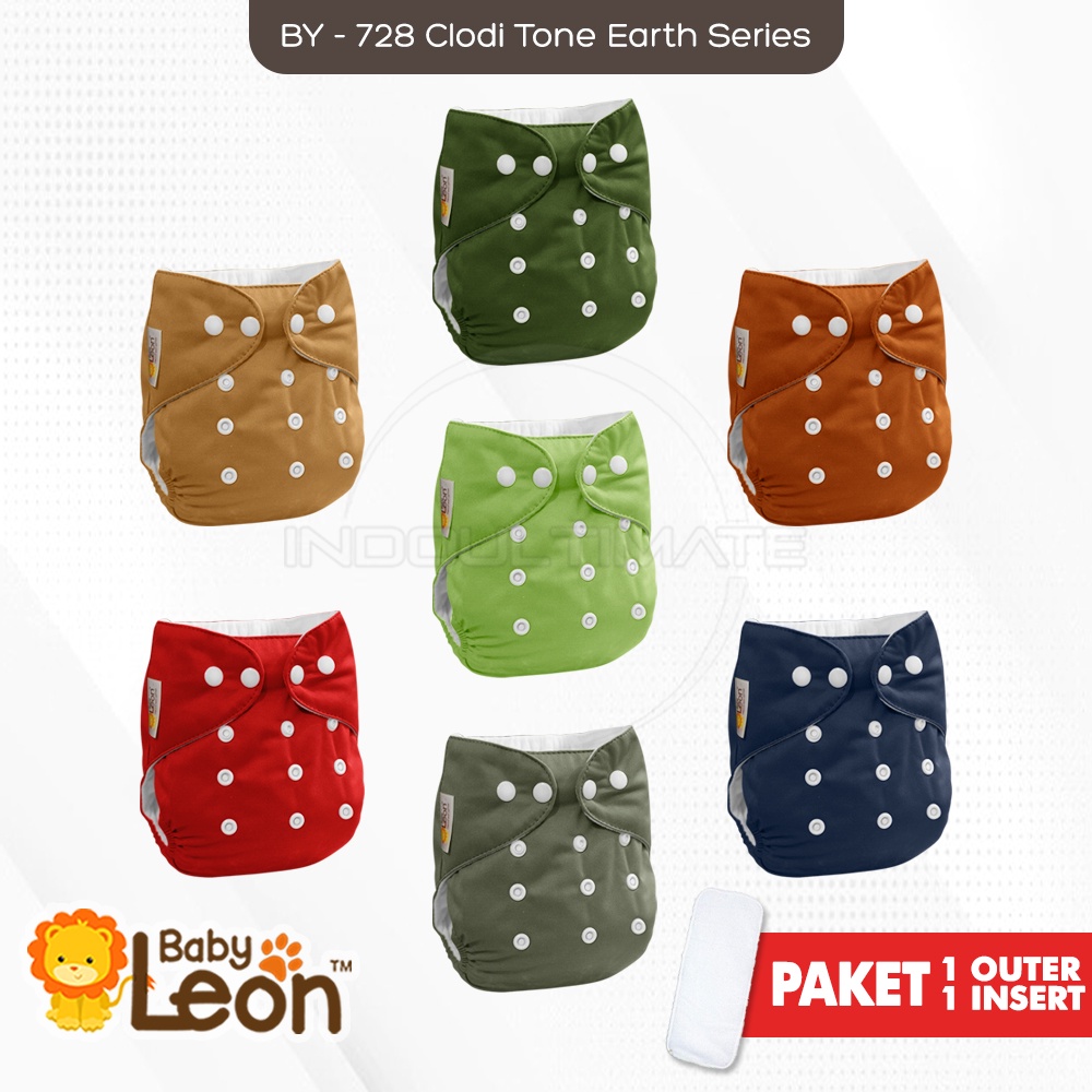 Clodi + Insert Reguler Size Popok Bayi BY-728 Cloth Diaper BABY LEON Clodi Kain Cuci Ulang Baru Lahir New born Murah Clodi Bayi Popok Kain Celana Baru Lahir New Born