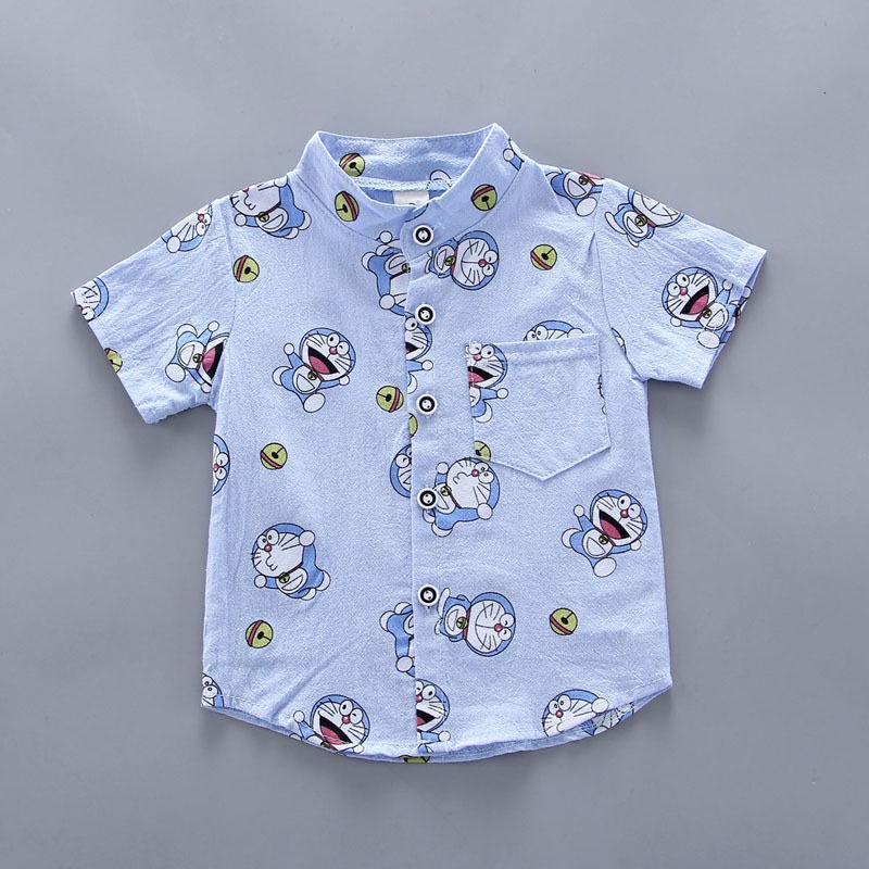 kemeja+celana anak laki laki/setelan kemeja anak cowok Doraemon Lucu Import Katun Umur 9 Bln-3 Thn-2