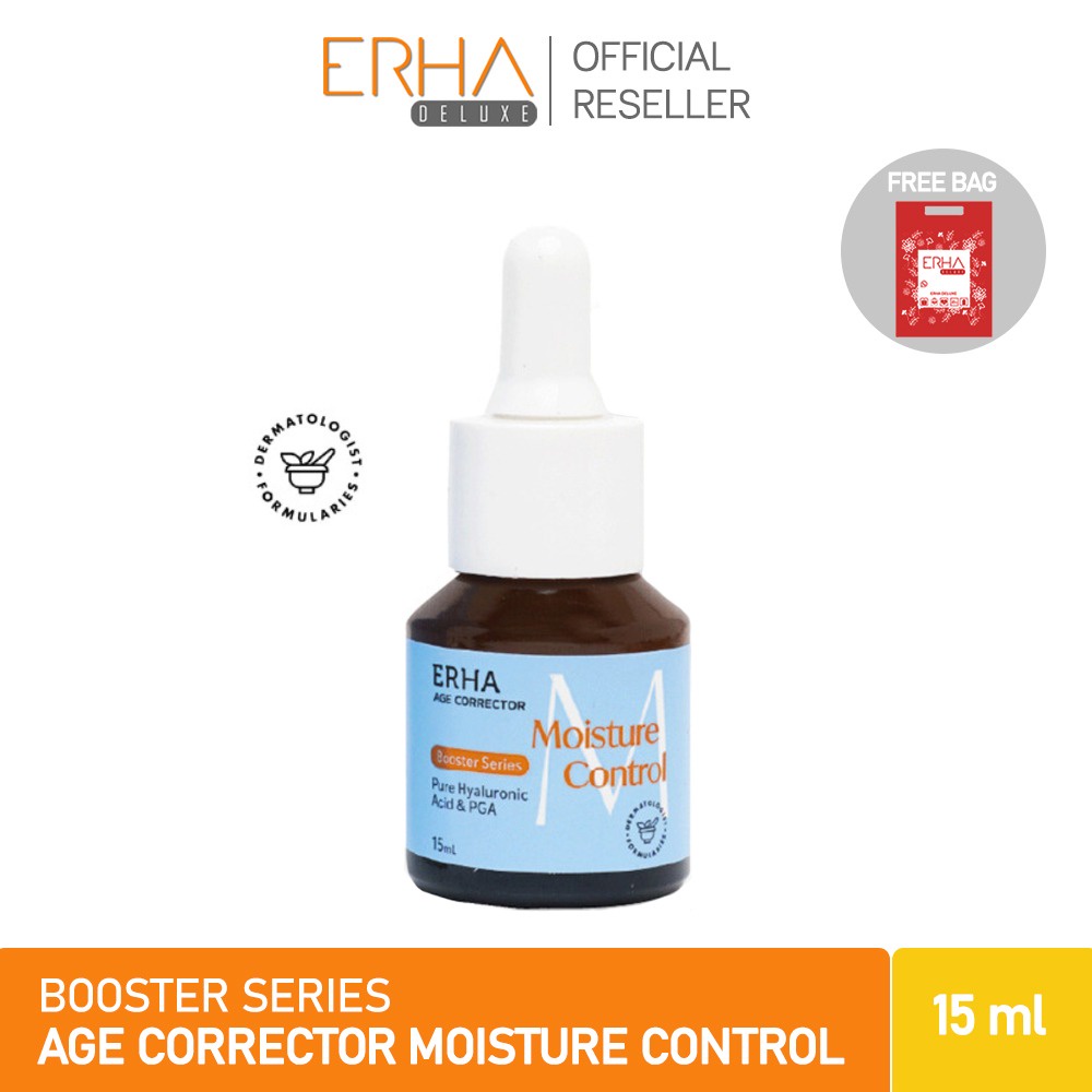 ERHA Age Corrector Pure Hyaluronic Acid &amp; PGA Moisture Control Booster 15ml - Serum Wajah Pelembab Anti Aging