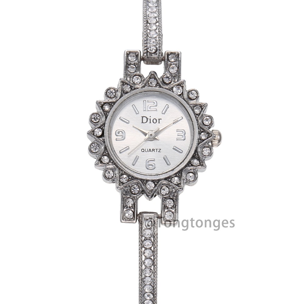 JAM TANGAN WANITA  ANALOG IMPORT MURAH HARGA GROSIR RANTAI CRYSTAL KRISTAL Fashion WATCH W168