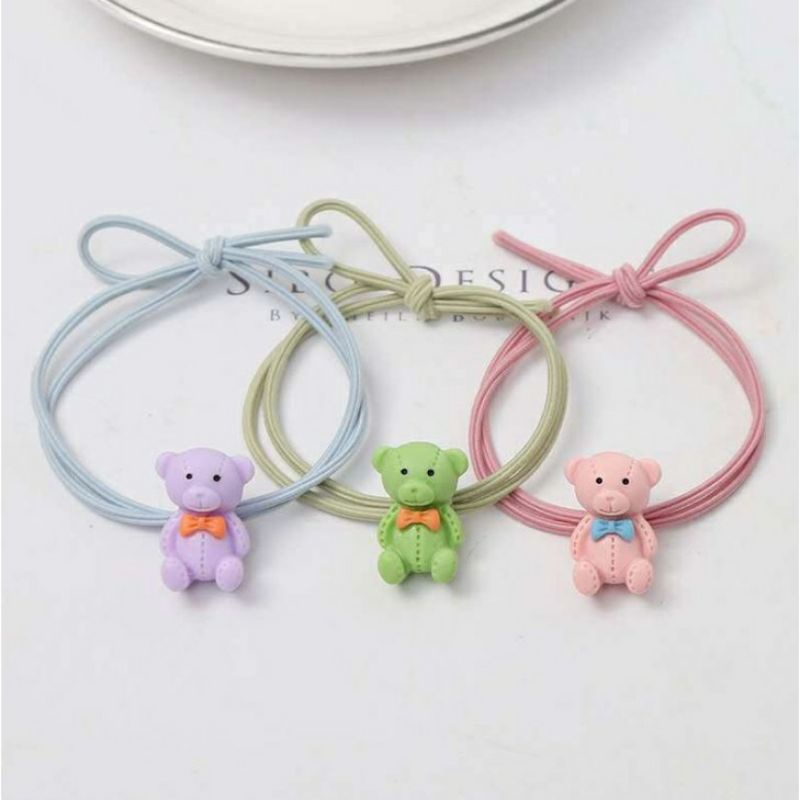 ~ PIYOSHI08 ~ Karet Rambut Motif Bear / Ikat Rambut Beruang / Ikat Rambut Lucu Korea / Kuncir Rambut Wanita Cute Hairband AF155