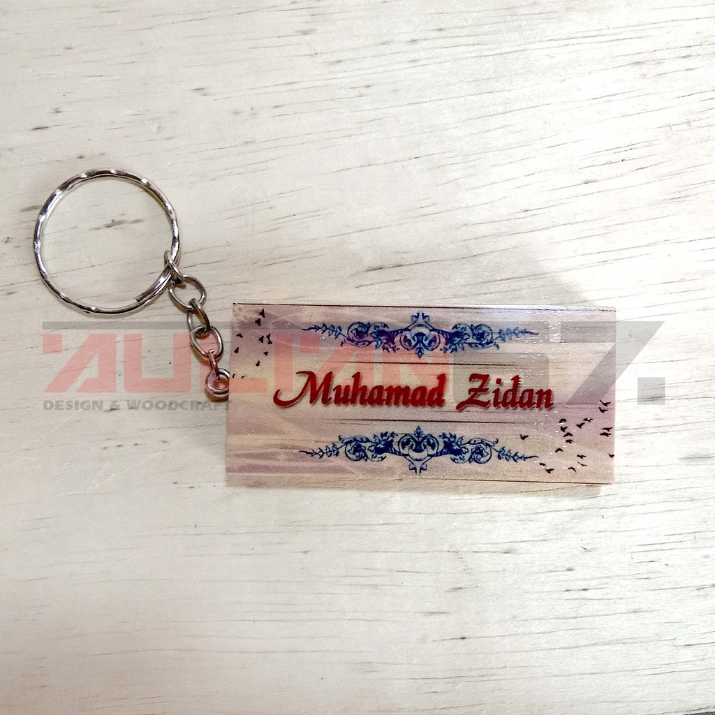 Gantungan Kunci Kayu Custom Nama