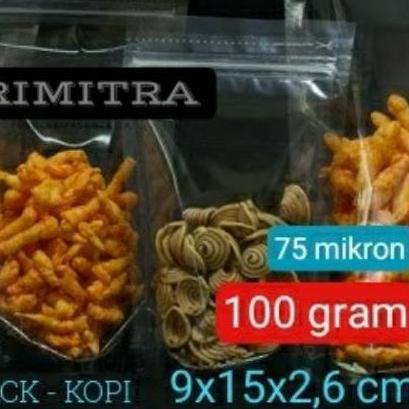 ✲ Plastik Kemasan 915 Snack Standing Pouch Bening Klip Zipper 100 gram ☊
