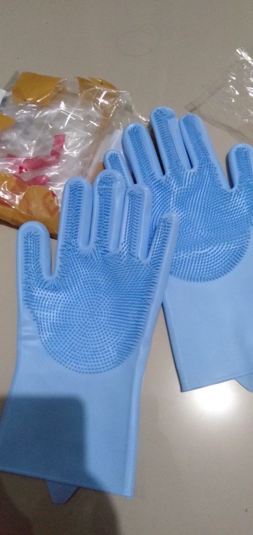 (sepasang) Sarung Tangan Cuci Piring Magic Silicone Cleaning Gloves Anti Panas