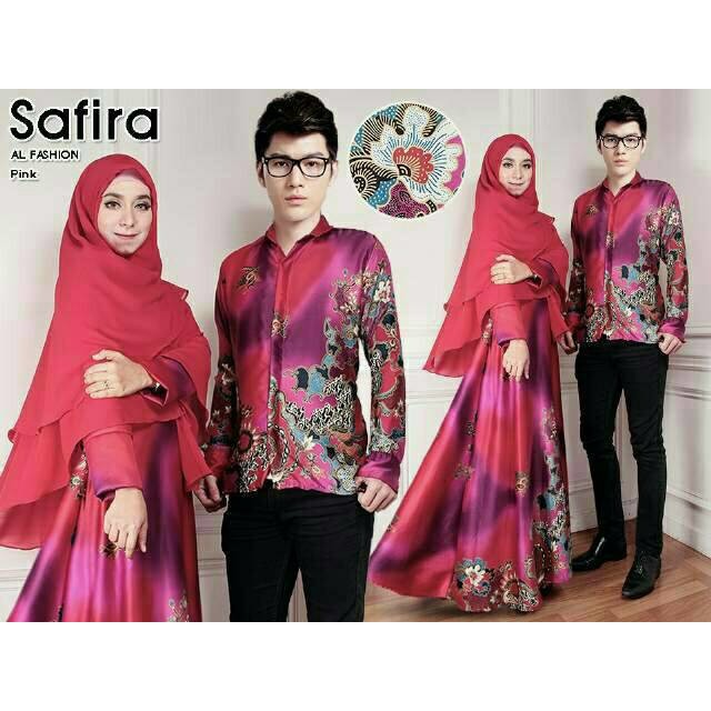 Couple Batik Sutra Syari Safira Pink   pakaian baju batik pasangan  cewek /  wanita