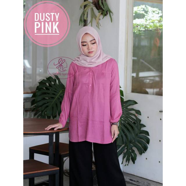 Blouse Rayon Dusty Pink Wudhu friendly Atasan Wanita Polos Terlaris Kekinian